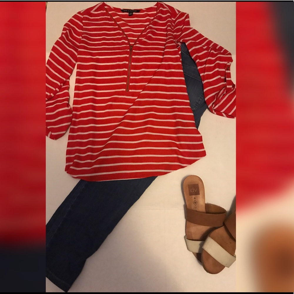 Red & white striped blouse